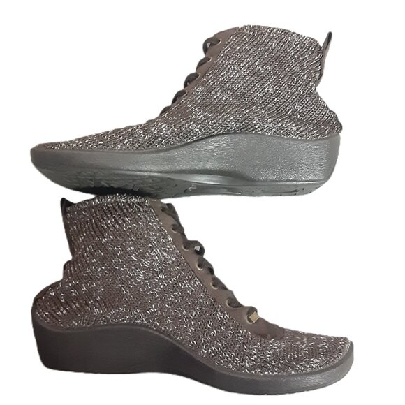 Arcopedico Womens size 38-Size 7.5 Lace Dark Brown/White Comfort Slip On Healthy - Picture 10 of 13